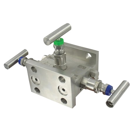 Dwyer Instruments Double flanged 3-valve block manifold, 316SS BBV-1D